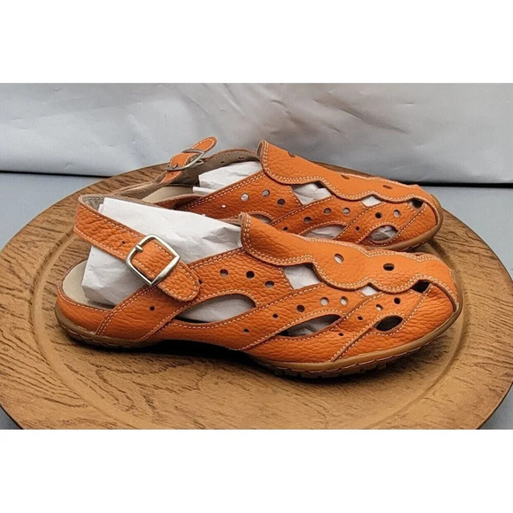 Bernie Mev Women's Orange Sandal Size 37EU / 6.5 US Slip-On Flats - Picture 4 of 14